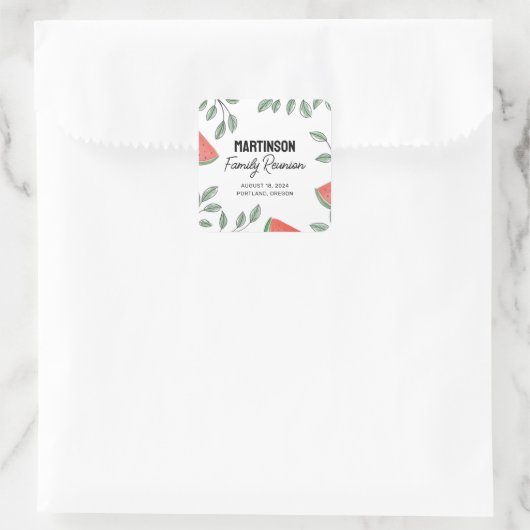 ファミリーモダン懇親会サマーツリースイカ スクエアシール (バッグ)