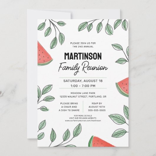 ファミリーモダン懇親会サマーツリースイカ 招待状 (正面)