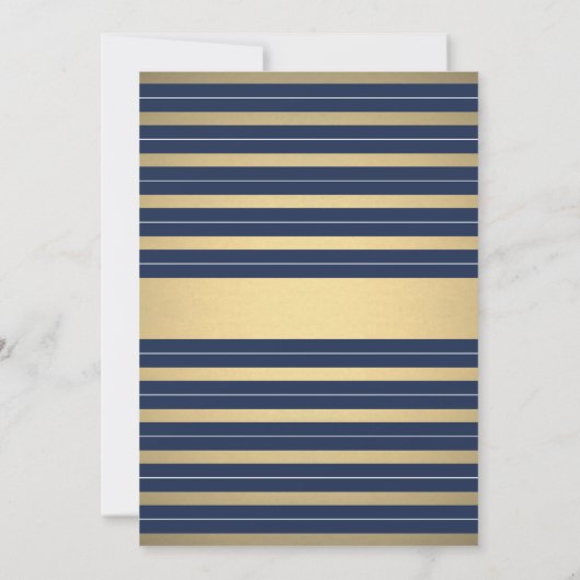 ファミリーモダン懇親会ネイビエレガントーブルー金ゴールドホワイト セーブザデート (裏面)