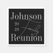 ファミリーモダン懇親会ブラックシルバーグレーパーティー スタンダードカクテルナプキン (正面)