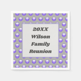 ファミリーモダン懇親会ブルー&グレー水玉模様 スタンダードカクテルナプキン