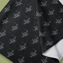 ファミリーモノグラムのブラック フリースブランケット