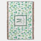 ファミリーモノグラムイニシャルクリスマスツリーパターン スローブランケット (正面縦)