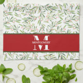 ファミリーモノグラムクリスマスホリー キッチンタオル (折り畳み)