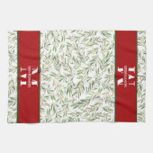 ファミリーモノグラムクリスマスホリー キッチンタオル (横)