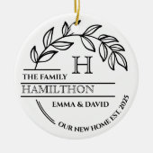 ファミリーモノグラムニューハウスフォトロゴ引っ越し祝いパーティー セラミックオーナメント (正面)