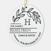 ファミリーモノグラムニューハウスフォトロゴ引っ越し祝いパーティー セラミックオーナメント (左)