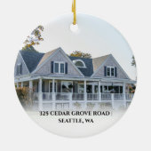 ファミリーモノグラムニューハウスフォトロゴ引っ越し祝いパーティー セラミックオーナメント (裏面)