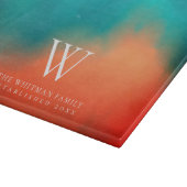 ファミリーモノグラムネーム抽象芸術アートターコイズオレンジ カッティングボード (角)