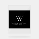 ファミリーモノグラムモダンエレガントブラックグレー アクリルサイン (正面)