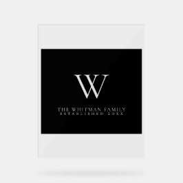 ファミリーモノグラムモダンエレガントブラックグレー アクリルサイン