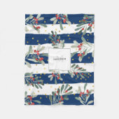 ファミリーモノグラムモダンシック冬の植物学 フリースブランケット (正面)