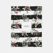 ファミリーモノグラムモダンブラックシック冬の植物学 フリースブランケット (正面)