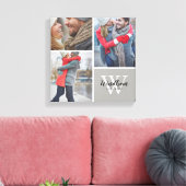 ファミリーモノグラム作成日3写真コラージュ キャンバスプリント (インサイチュ (リビング))