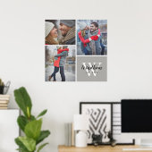 ファミリーモノグラム作成日3写真コラージュ ポスター (ホームオフィス)