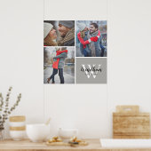 ファミリーモノグラム作成日3写真コラージュ ポスター (キッチン)