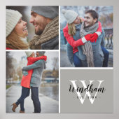 ファミリーモノグラム作成日3写真コラージュ ポスター (正面)