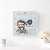 ファミリーモノグラム名ウォールクロック スクエア壁時計 (ホーム)