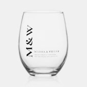 ファミリーモノグラム名モダンブラック ステムなしワイングラス (正面)