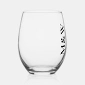 ファミリーモノグラム名モダンブラック ステムなしワイングラス (右)