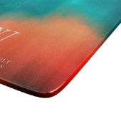 ファミリーモノグラム抽象芸術アートティール(緑がかった色)オレンジキッチン カッティングボード (角)