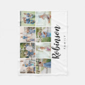 ファミリーモノグラム8フォトコラージュ|白 フリースブランケット (正面)