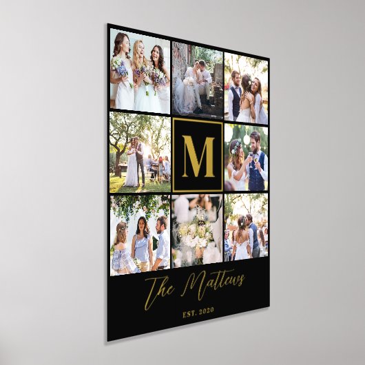 ファミリーモノグラム8フォトコラージョエレガントンchic 箔ポスター (レイダウン)