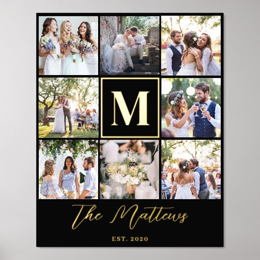 ファミリーモノグラム8フォトコラージョエレガントンchic 箔ポスター (正面)