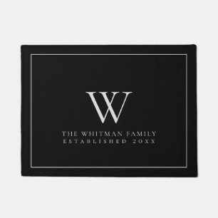 ファミリーモノグラモダンムブラックグレー ドアマット