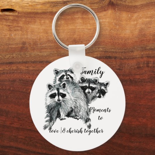 ファミリーモーメント引用文かわいいアライグマ キーホルダー (正面)
