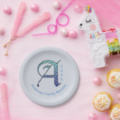 ファミリーユニーク懇親会ブルーレターモノグラム ペーパープレート (パーティー)