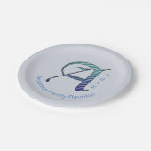 ファミリーユニーク懇親会ブルーレターモノグラム ペーパープレート (アングル)