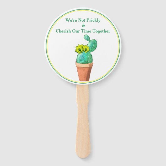 ファミリーユーモアのある懇親会イエローフラワーサボテン ハンドファン (裏面)