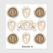 ファミリーライオンクレストモノグラムエンブレム&金ゴールドワックスシール シール (シート)