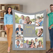 ファミリーライフ引用文グレーと黄色7枚の写真 フリースブランケット