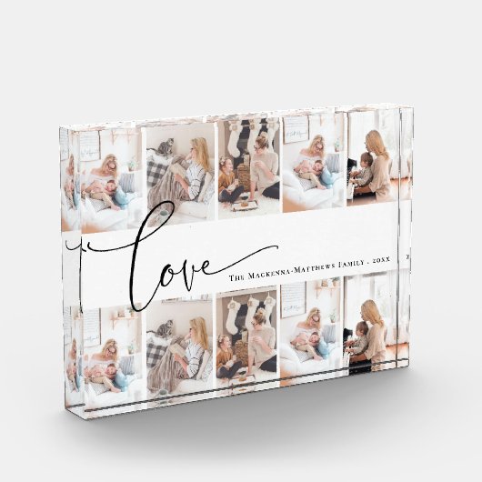 ファミリーラブスクリプトモノグラムカスタムフォトコラージュ フォトブロック (左)