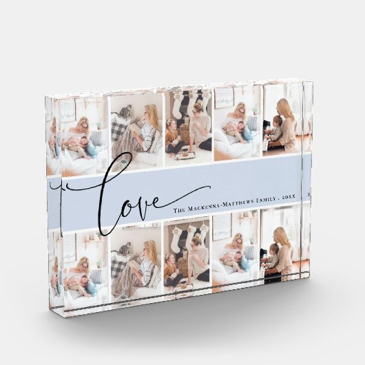 ファミリーラブスクリプトモノグラムカスタムフォトコラージュ フォトブロック (左)