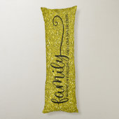 ファミリーラブネバーエンド引用文金ゴールドグリッターブラック ボディピロー (裏面 (縦))