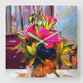 ファミリーラブフラワーズPM0001 スクエア壁時計 (正面)