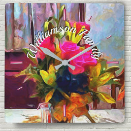 ファミリーラブフラワーズPM0001 スクエア壁時計