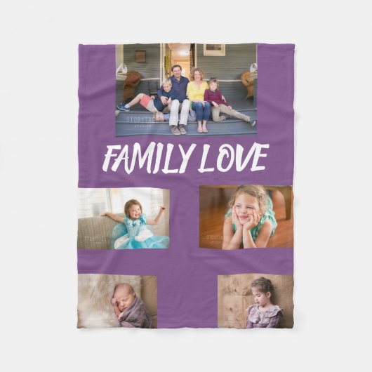 ファミリーラブホワイト最愛フォント5枚 フリースブランケット (正面)