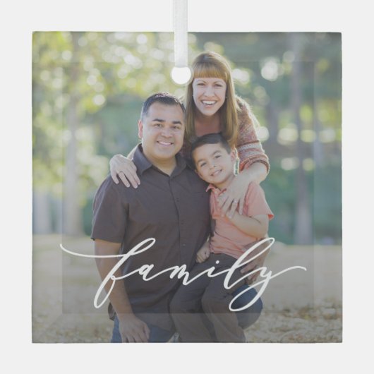 ファミリーラブ編集可能カラーカスタムオーナメント ガラスオーナメント (正面)