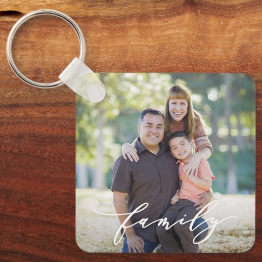 ファミリーラブ編集可能カラーカスタムフォトキーチェーン キーホルダー (正面)