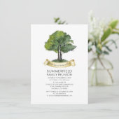ファミリーリユニオン ツリー リボン 水彩 タイポグラフィー 招待状 (スタンド正面)