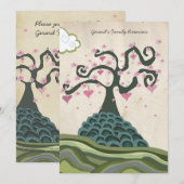 ファミリーリユニオン ハート ツリー モダン ベクター インビテーション (正面/裏面)