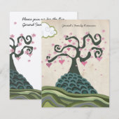 ファミリーリユニオン ハート ツリー モダン ベクター インビテーション (正面/裏面)