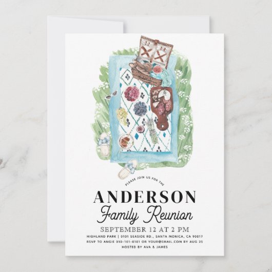 ファミリーリユニオン ピクニック 水彩 招待状 (正面)