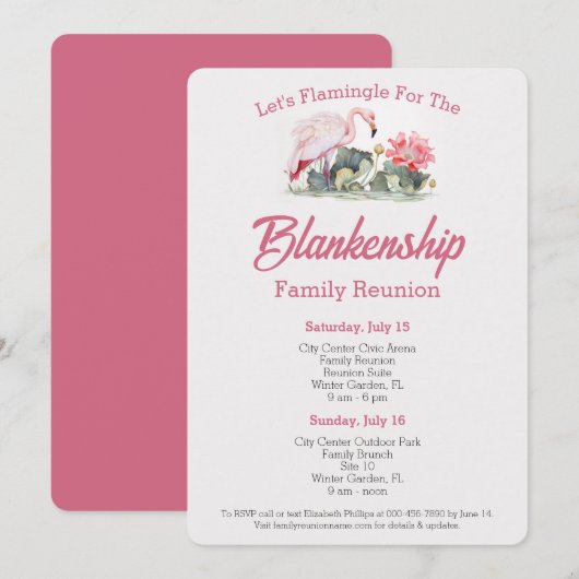 ファミリーリユニオン フラミンゴ アート 2日間イベント オーダーメイド 招待状 (正面/裏面)