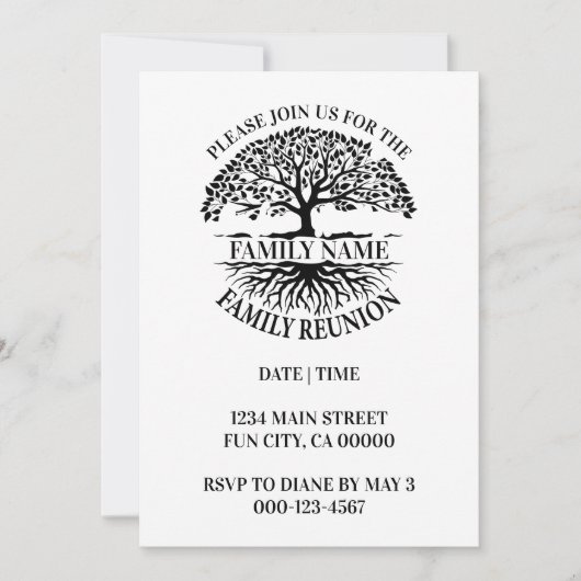 ファミリールーツファミリー懇親会ファミリーツリー招待状 招待状 (正面)