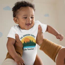 ファミリーレイクトリップキュートカスタマイズサンセット ベビーボディスーツ